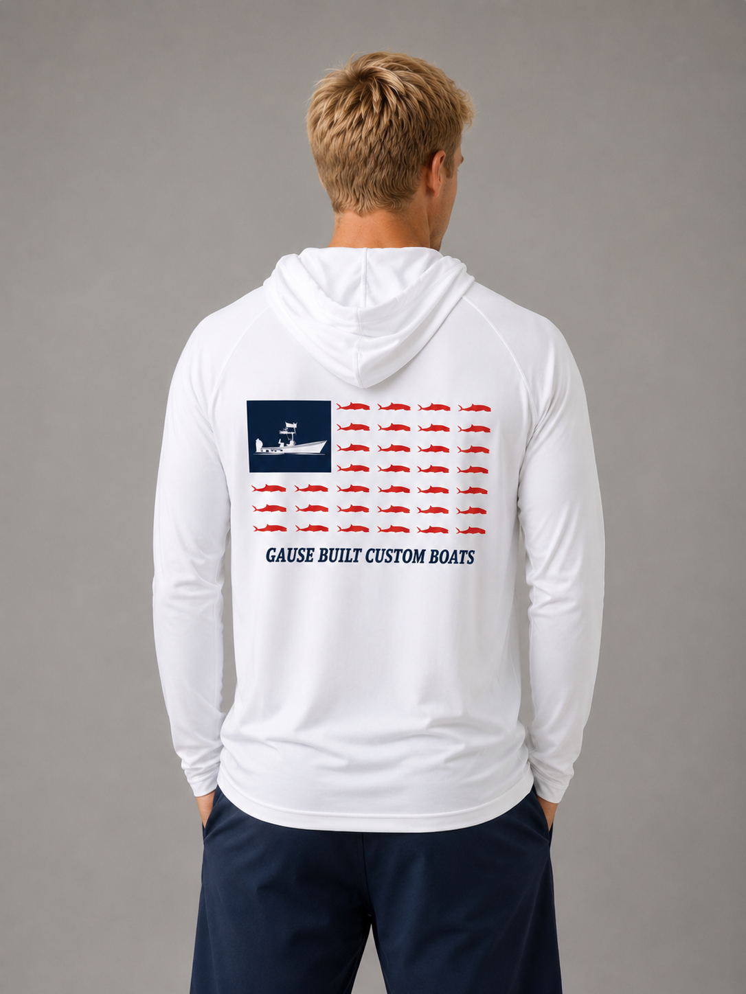 Mens Hooded Gause Flag UV Long Sleeve