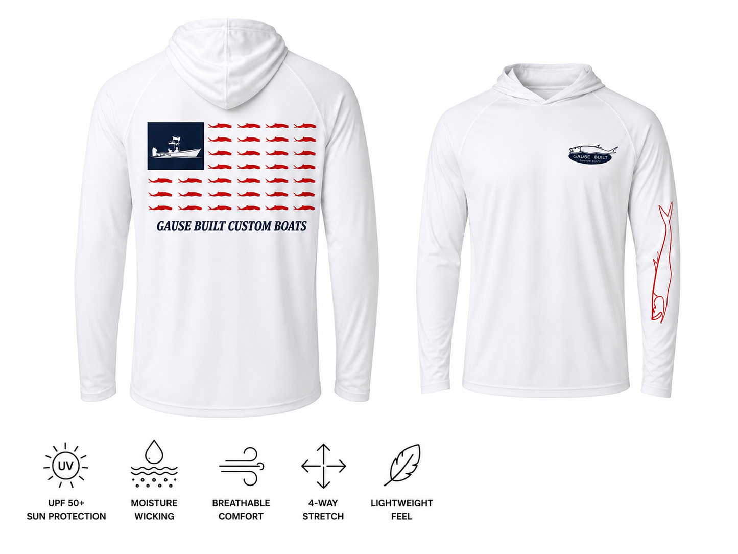 Mens Hooded Gause Flag UV Long Sleeve