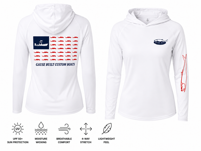 Womens Hooded Gause Flag UV Long Sleeve